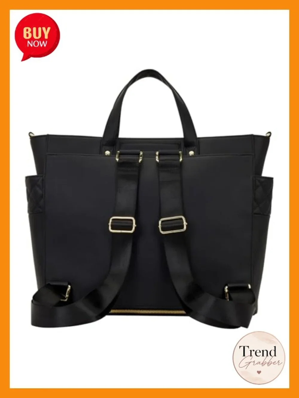 Faux Leather Convertible Backpack Tote with Pin Display